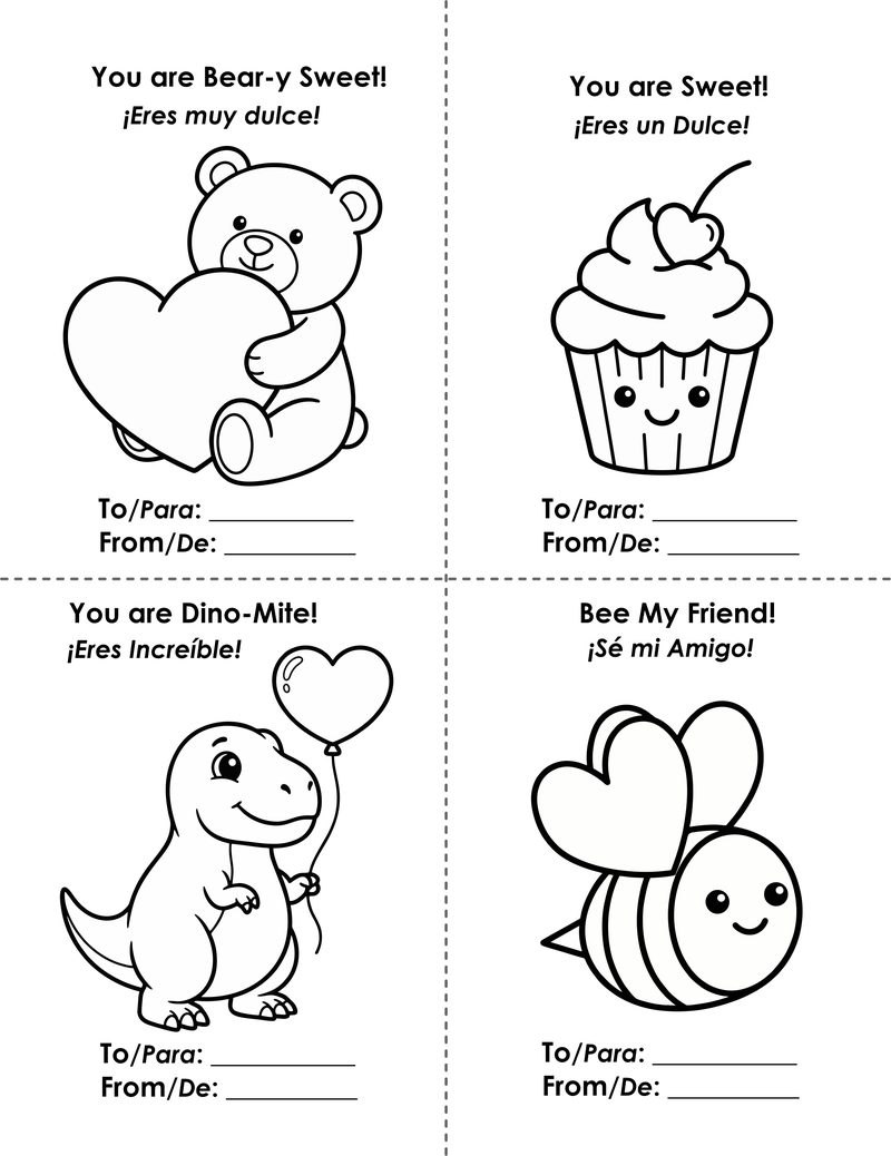 Bilingual Valentine's Cards