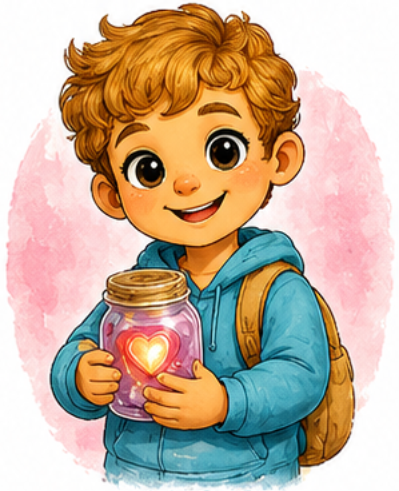 Nico, the toddler who carries the Mason Jar of Self-Love